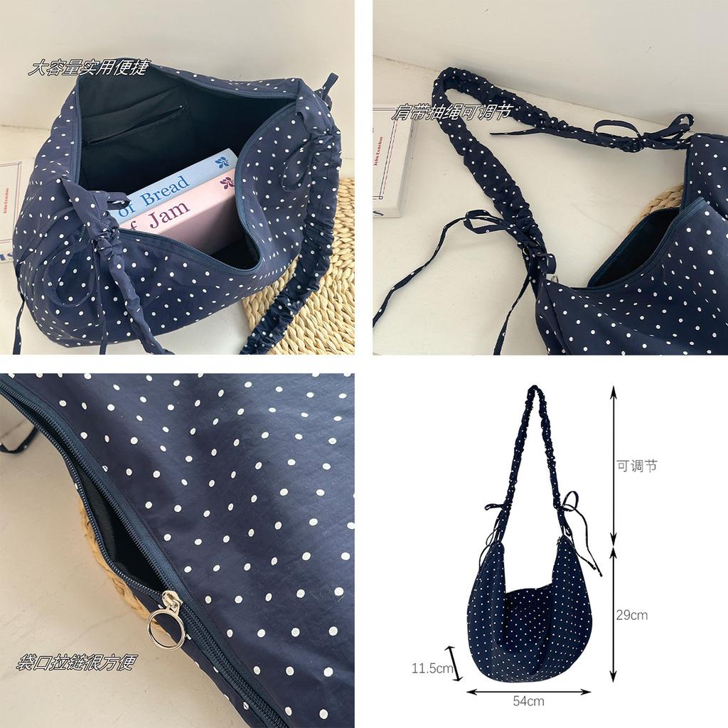 Spring New Polka Dot Crossbody Bag for Women Korean Style Casual Shoulder Handbag