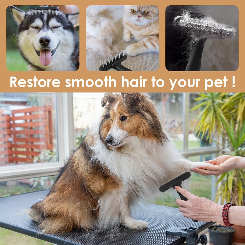 2 Peças Rastelo de Carpete com Cabo Dentes de 2 Fileiras Escova de Tapete Manual Escova de Limpeza de Pelos de Animal Ferramenta Ergonômica para Restauração de Carpete Fofo