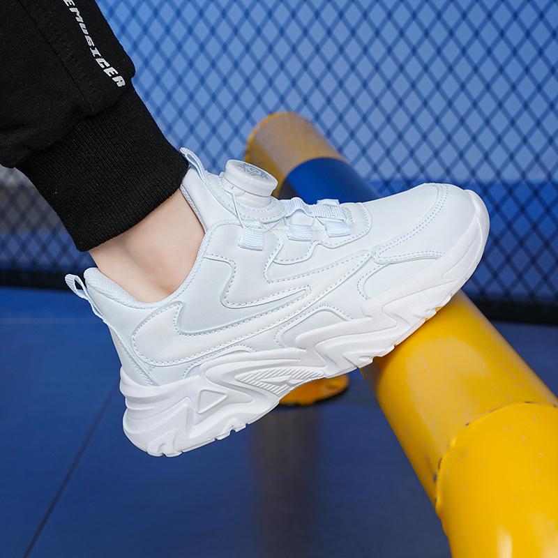 Children's Sneakers Classmates Boys Girls Students Little White Shoes Leather Mesh Four Seasons Boys Running Shoes