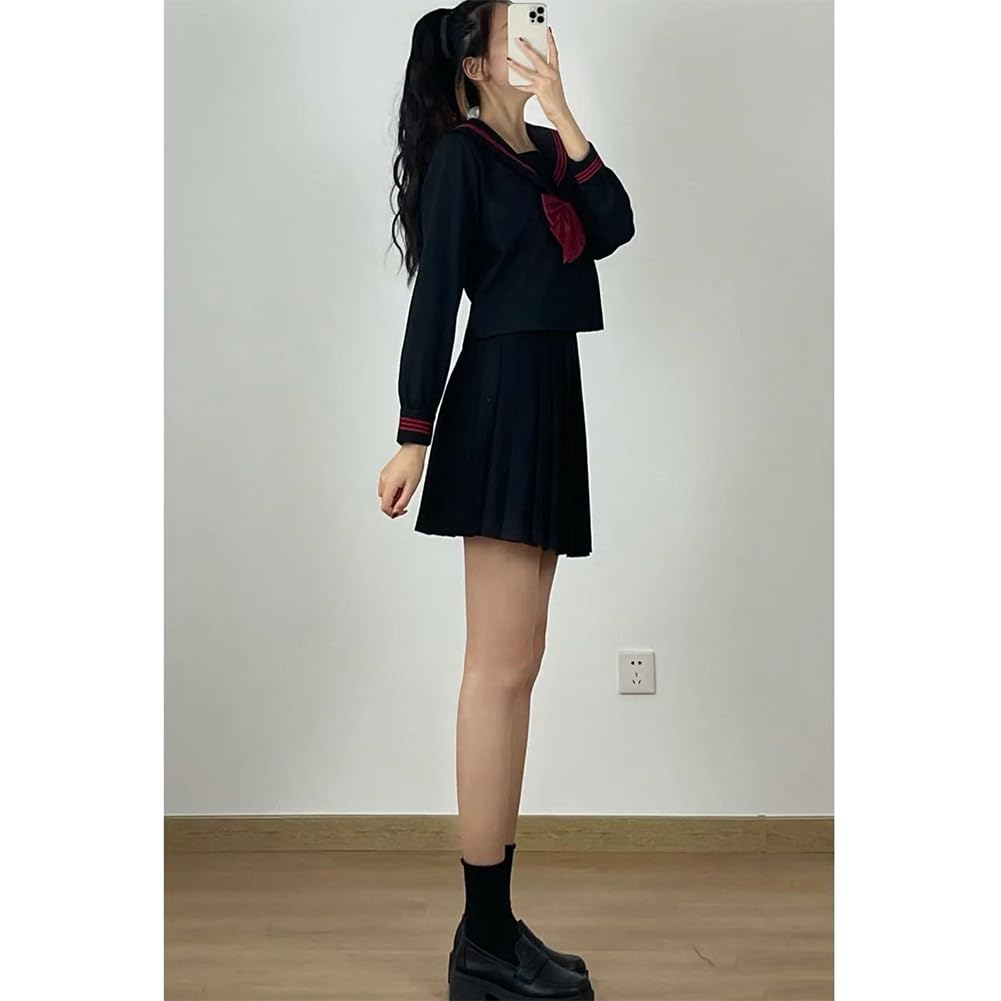 Limspace Sailor Authentic High School Girl Cosplay Long Sleeve and Short Sailor Bow JK School Pleated JK Class Kansai Academy British Junior High