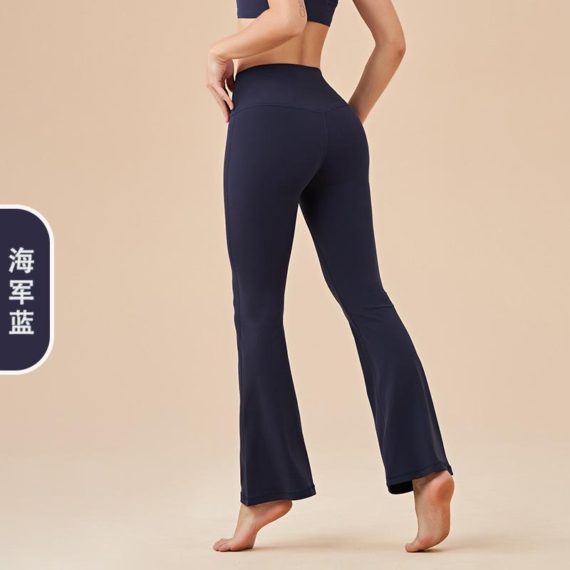 2025 Nude Yoga Pants Flared Pants No Embarrassment Hip Lift High Waist Pocket Sports Fitness Pants Sports Fitness Trousers