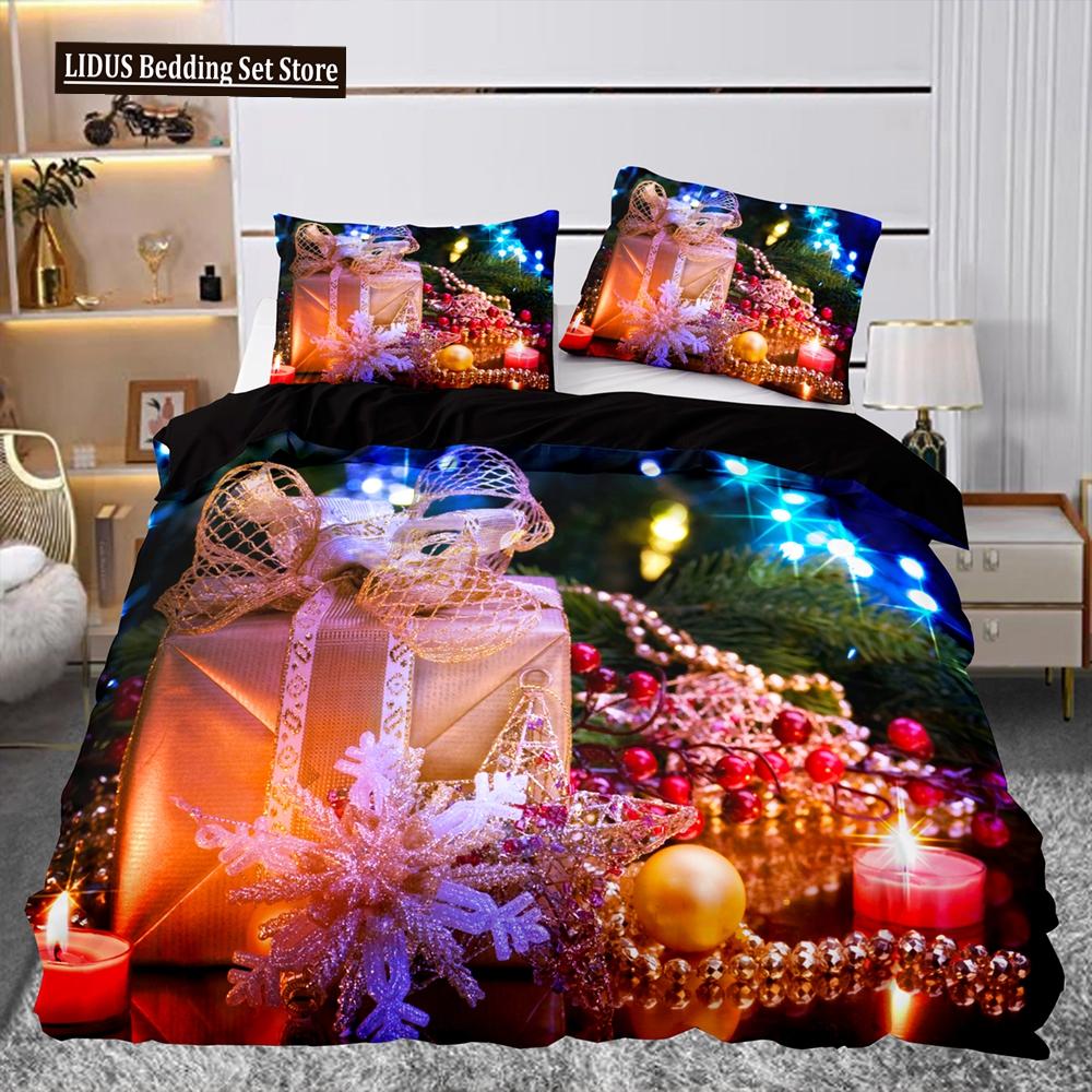 Christmas Gift Pattern Duvet Cover Set Comforter Cover For Kids Boys Girl Teen Polyester Bedding Set King Size With Pillowcases