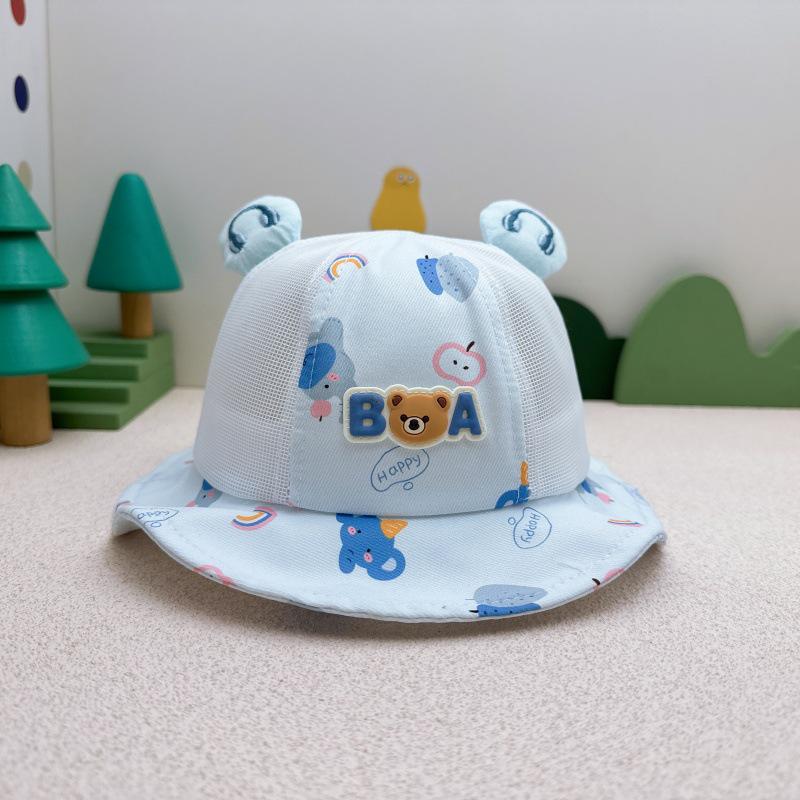 Cartoon Bear Mesh Baby Sun Hat - Breathable Outdoor Summer Protection