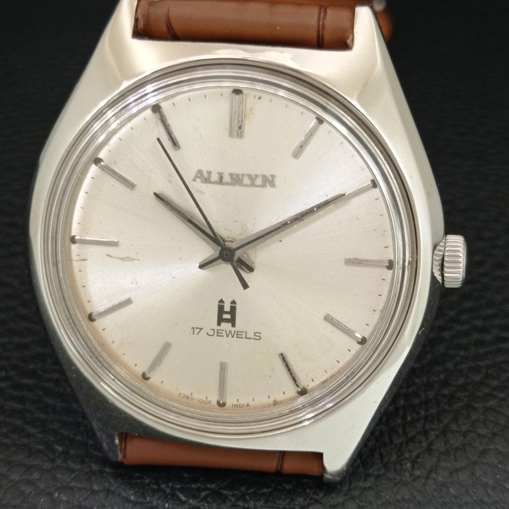 VINTAGE ALLWYN 6300A HAND-WINDING INDIA MENS ORIGINAL DIAL WATCH a708123-1
