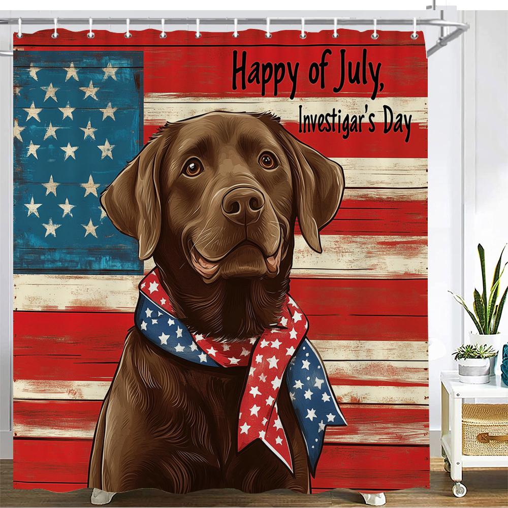 Cartoon Cute American Dog Pattern Shower Curtain Bath Curtain Printing Bathroom Curtains For Home Decoration Curtain
