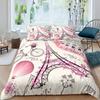 Różowa wieża eiffla zestaw pościeli Paris Fashoin 3D drukuj pocieszyciel luksusowa królowa król pojedynczy rozmiar zestaw poszewek tekstylia domowe wystrój