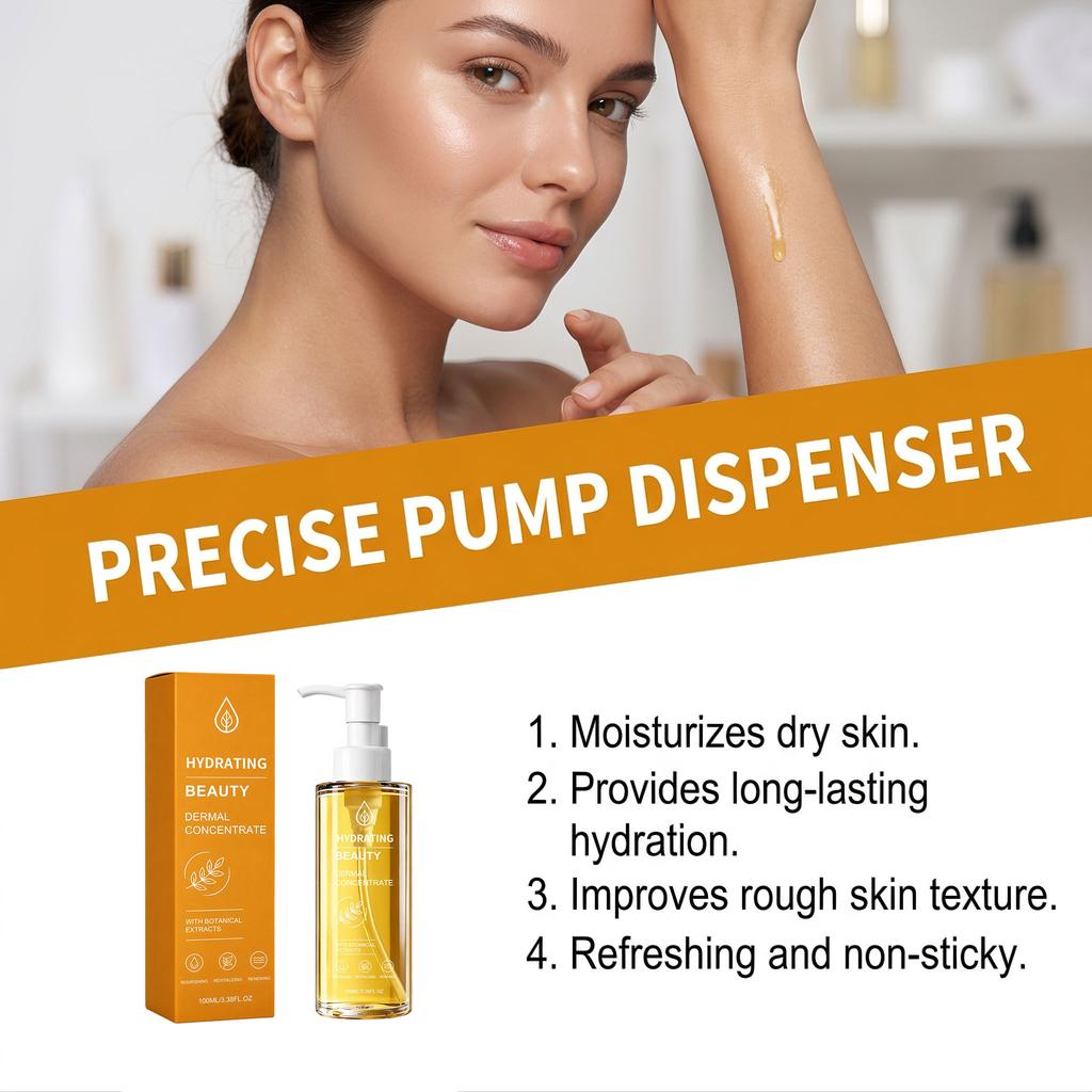 Skin-Transforming Moisturizing Essential Oil: Improves dryness, provides a light, watery feel, contains jojoba and olive oils