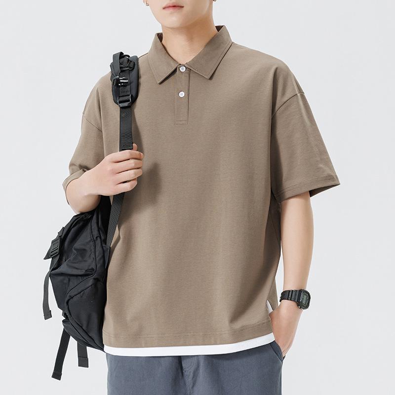 Men's Short-sleeved POLO Shirt Summer Heavy T-shirt Men's Lapel Thin Short T-top
