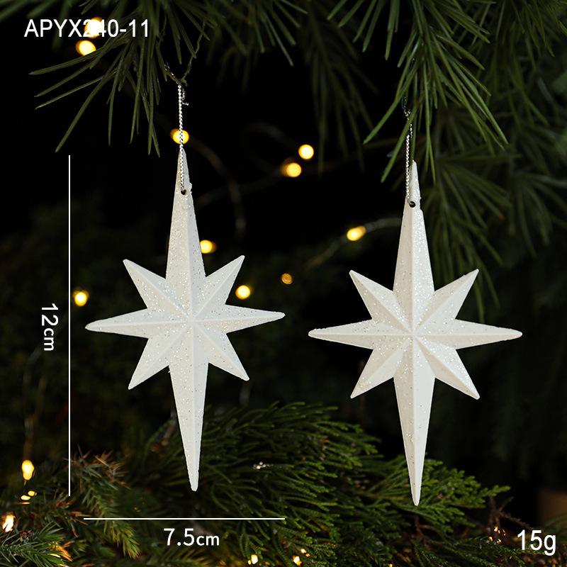 Sticky Powder Explosion Octagonal Star Pendant Ornament for Christmas Tree and Door Decoration