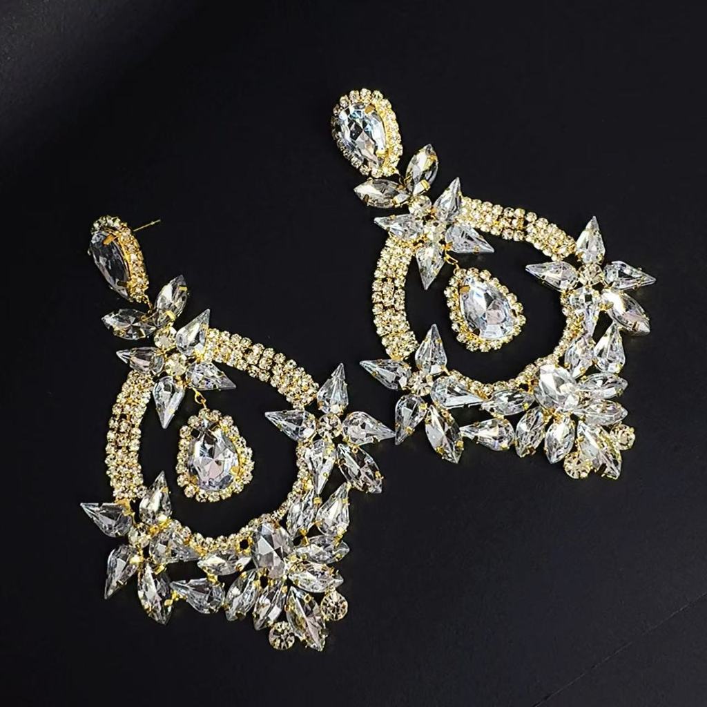 Geometric Water Drop Earrings For Women Luxury Crystal Drop Jewelry Summer золотой
