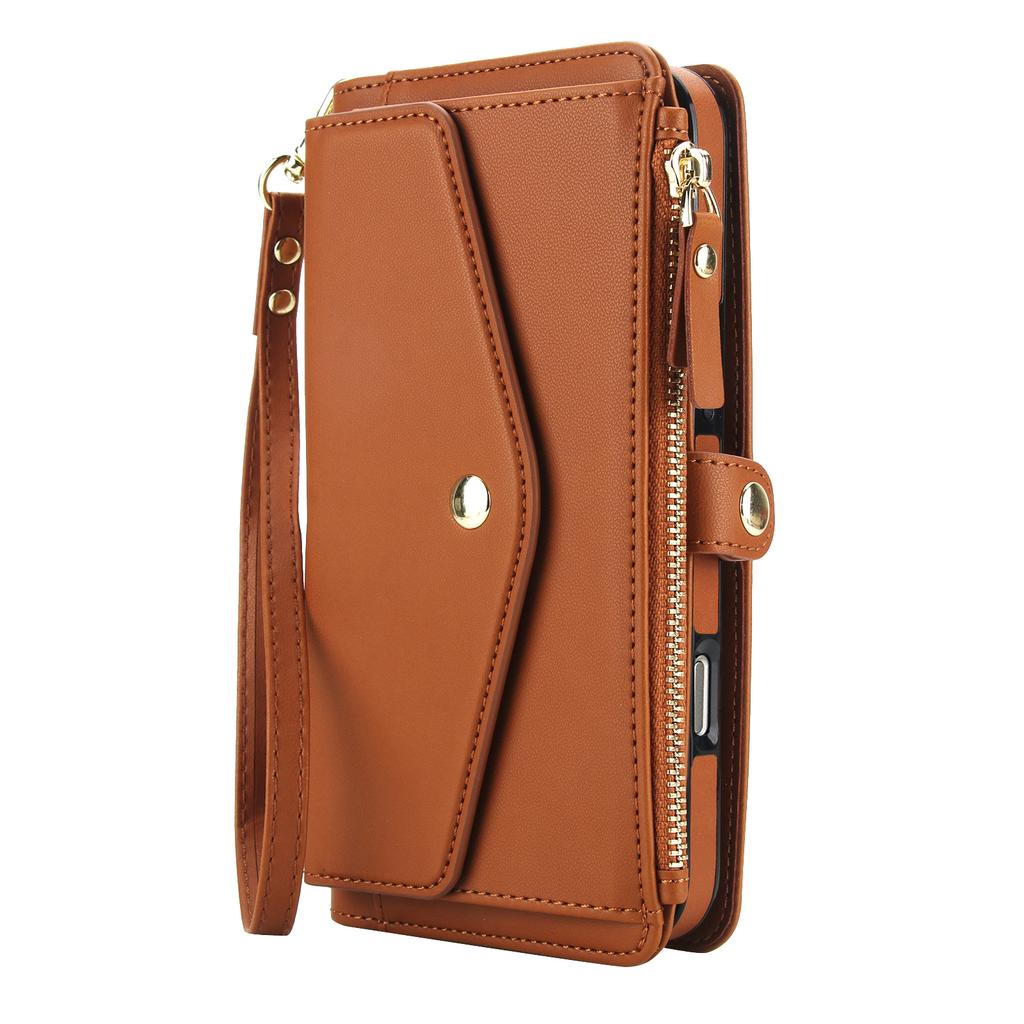 Crossbody Zipper Flip Multi Functional Detachable Wallet Leather Case For iPhone 17 Pro Max 16 Plus 15 14 13 12 11 Strap Cover