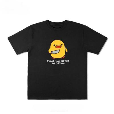 Peace Was Never An Option Fun English Duck Short-sleeved T-shirt Summer Pure Cotton Half-sleeved Niche