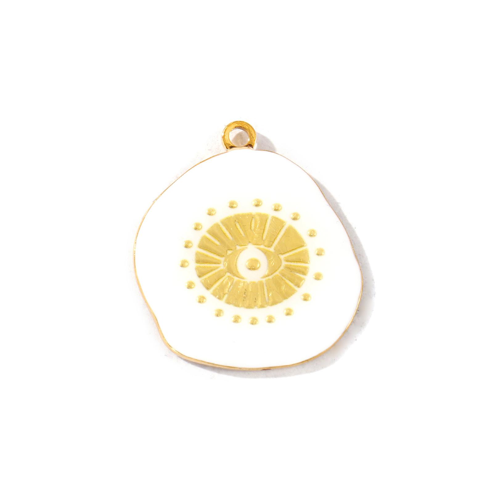 

2 Pcs 304 Stainless Steel Religious Charms 18K Gold Plated White Enamel Eye of Providence/ All-seeing Eye Pendants DIY Necklace