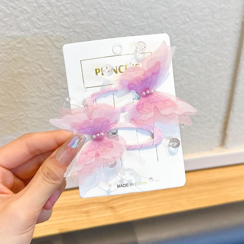 2Pcs/Set Toddler Girls Pink Butterfly Shape Hairgrip Girl Hairpins Headwear Hair Clips Jewelry Gift Sweet Kids Headdress