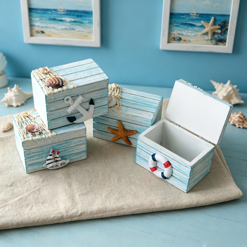 1pc Ocean Theme Home Decor Ornament Mini Small Undersea Treasure Box Home Decor Craft Photoshoot Party Prop Holiday Gifts