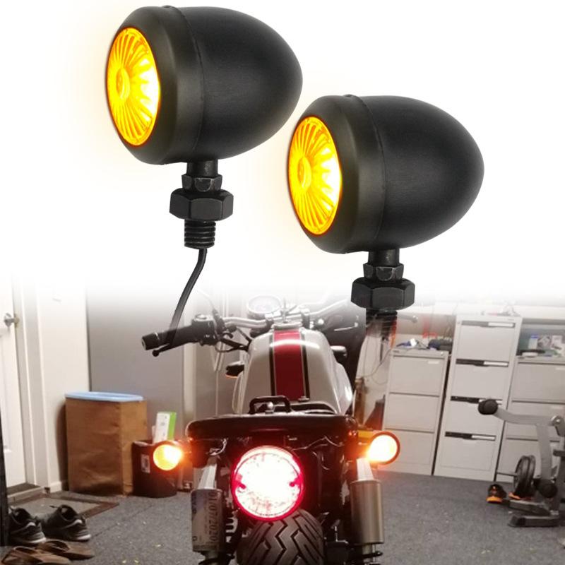 2ks Motocyklová směrová světla Indikátorové světlo Retro Bullet Blikače LED 12V Lampa Chromová Černá Brzdová Běžící světla Příslušenství