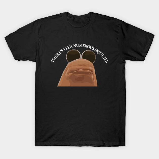 

Men Black Print T-shirt Marcus The Worm Meme There S Been Numerous Injuries Funny Quotes No-Cut Transfer Paper Print Cotton Tshirt M чорний