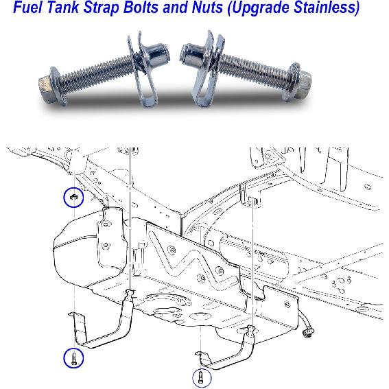 2pcs Fuel Tank Strap Bolts, Gas Tank Strap Hardware Kit Compatible with Pickup T