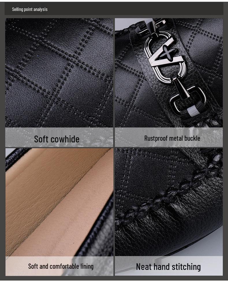 Men's Genuine Leather Slip-On Loafers - Autumn Collection, Casual Work Shoes, Large Sizes Available