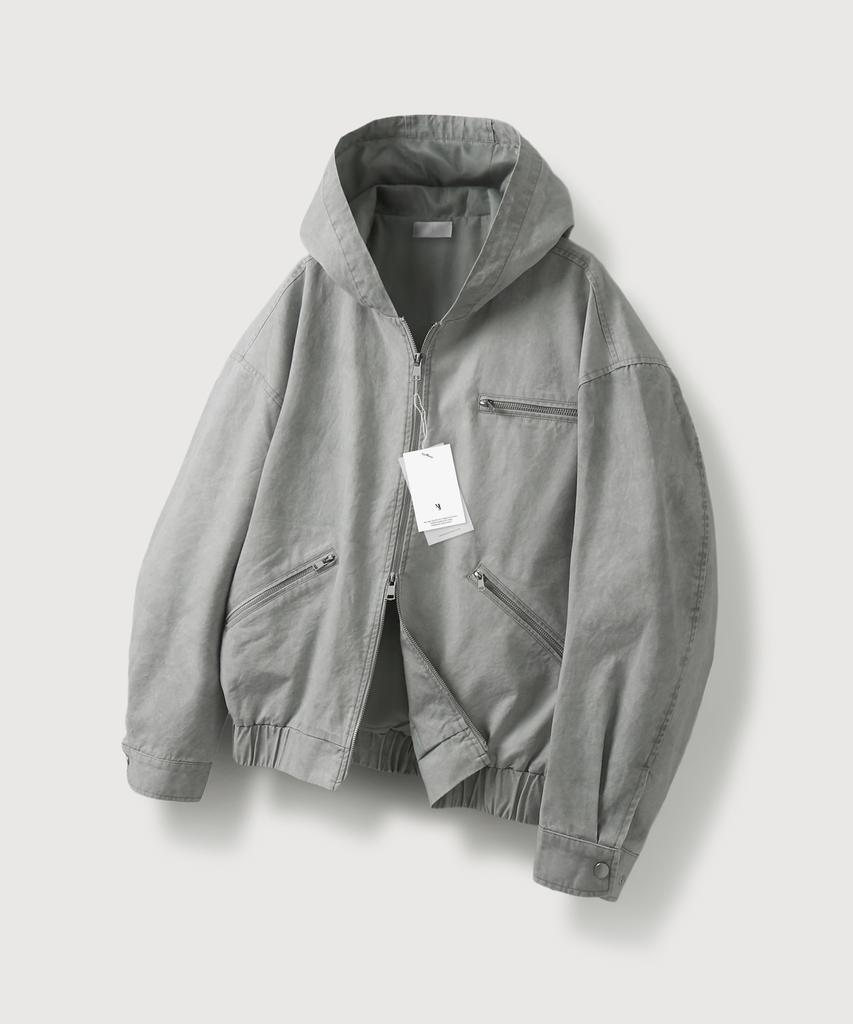 Mood Inside Washed Work Hooded Jacket_Gray
