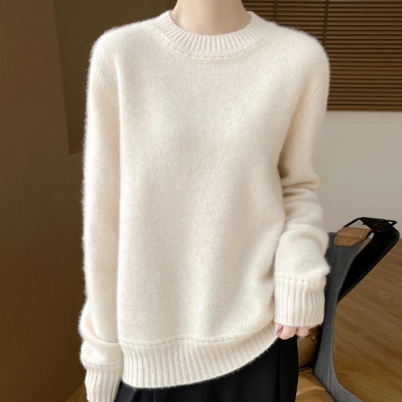 Women's Cashmere Sweater Qinghe Cashmere 30% Cashmere 70% Wool Autumn and Winter Pullover Warm and Fashionable