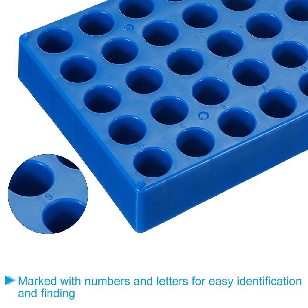PATIKIL 4ml Autosampler Vial Rack, 4-Pack, 50-Well Stackable Test Tube Rack, Microcentrifuge Tube Holder, Blue