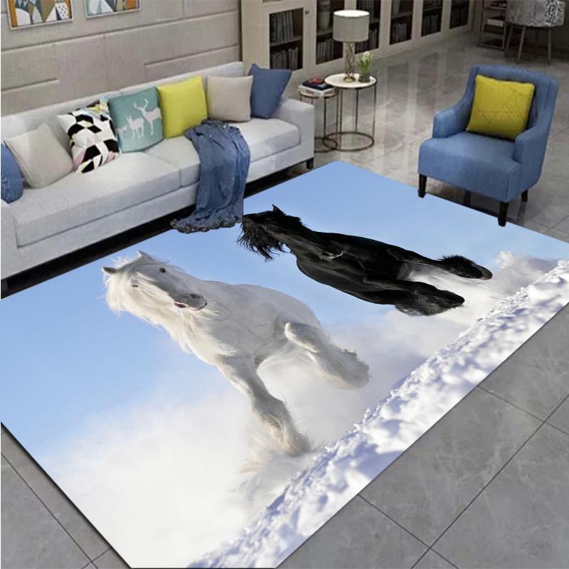 3D Horse Printed Large Carpet,doormat,living Room,bedroom,bathroom Decoration Animal - Running Horse Pattern Anti Slip Floor Mat