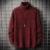 Men's Solid Color Jacquard Knit High Collar Double Lapel Sweater