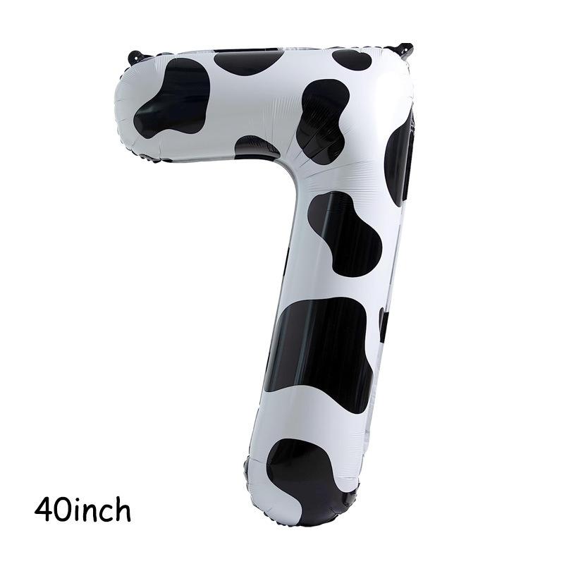 1pcs American Version 40inch Cow Print Large Cartoon Digital Balloon Black and White Print Children and Baby's Birthday Number