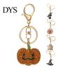 Witch Hat Handbag Ornament Halloween Rhinestone Pumpkin Keychain, Ghost Spider Web Cat Decorative Charms Bag Charm, Car Key Ring for Handbags