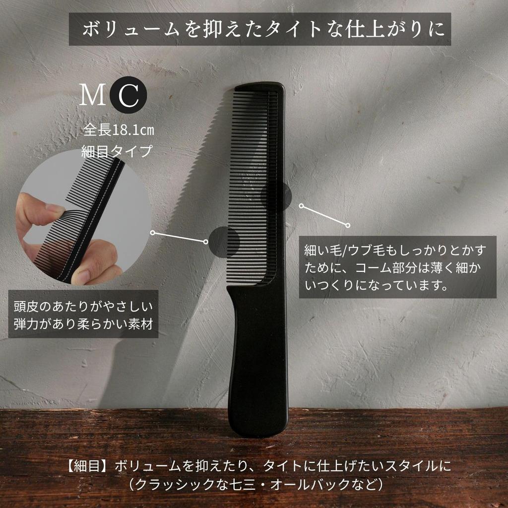 iMii Mesh Comb for Pomade and Gel Made in for Fade Coarse Basic Comb Men's Comb, Styling, Japan, Cuts, Tone, Barber, Grease, Men's (MHC 2-Piece Set,