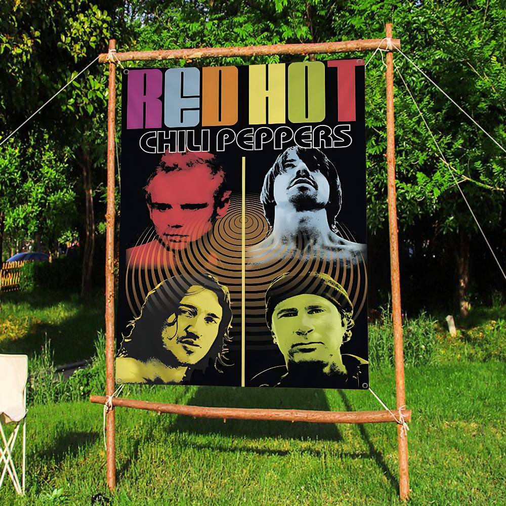 RRed HotChili Peppers Band Small Size Cheerleading Banner Hand Pulled Flag Outdoor Atmosphere Flags