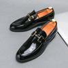 Fashion Men Fashionable Loafers Black Patent Leather European Style One Foot Casual Business Brand Formal Shoes Size 38-46 Men Shoes