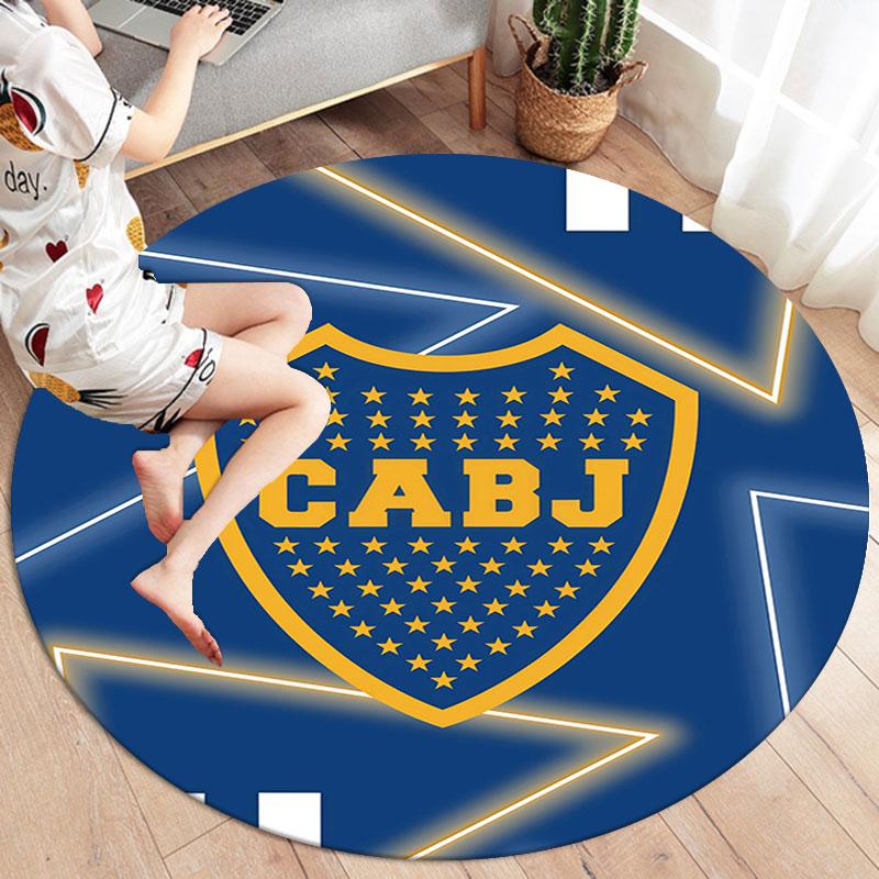 Boca Juniors Round Area Rug,Carpet Rug for Living Room Bedroom Sofa Playroom Decor,Non-slip Floor Mat