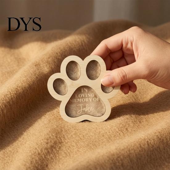 Pet Remembrance Box for Cat Hair Keepsake Box, Cute Paw Shape Memorial Wooden Fur Dogs And Cats, Loss Sympathy Gift Custom