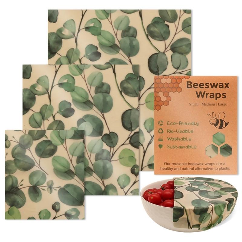 Practical Freshness Keeping Beeswaxs Cloth Set 3 Pack Natural To Food Wrap Kitchen Supplies Portable for Household Use