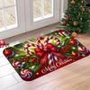 Christmas Candy Cane Bells Doormat, Non-Slip Flannel Holiday Mat for Front Door, Machine Washable Easy Clean Festive Home Decor