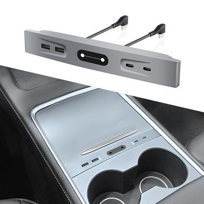 For Tesla Model Y&3 2025 2025 2025 Car USB Shunt Hub 27W Fast Charging Docking Station Center Console Adapter Type-C Accessories