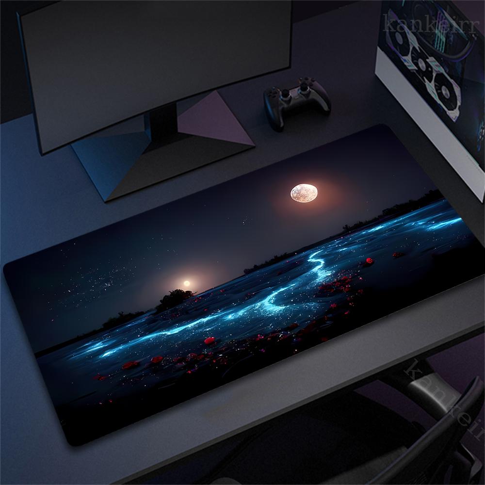 Large Game Deskmat Natural Rubber Mousepad Landscape Mountain Sunset Cartoon Mouse Pad Antislip Carpet Keyboard Mouse Mat 90x40