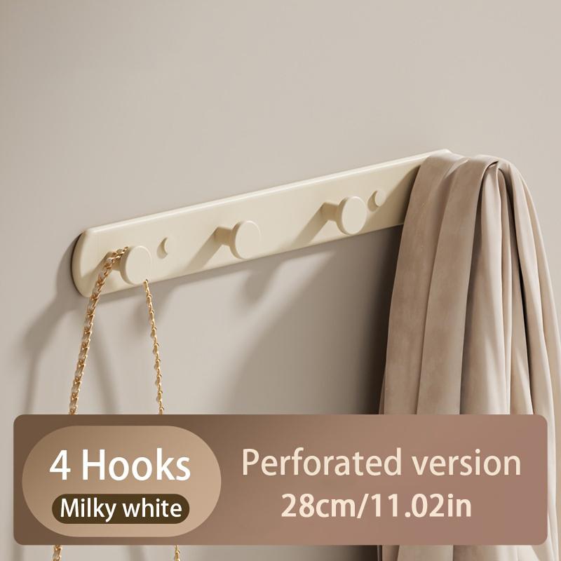 1Pc Wall Mounted Clothes Rack Bedroom Rows Of Back Door Hooks Space Saving No Hole Punching Bathroom