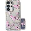Samsung S25Ultra Mobile Phone Case Flash Drill S24FE Butterfly Mirror Bracket A56 Protective Cover