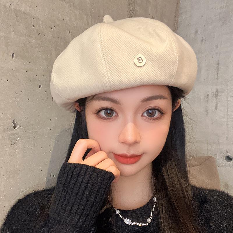 Autumn Winter Women’s Japanese Style Pumpkin Beret – Fashionable, Face-Flattering Painter Hat, Versatile for Large Head Circumference