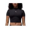 Women's Mock Neck Cropped Short Sleeve Top Black HJ0084-010