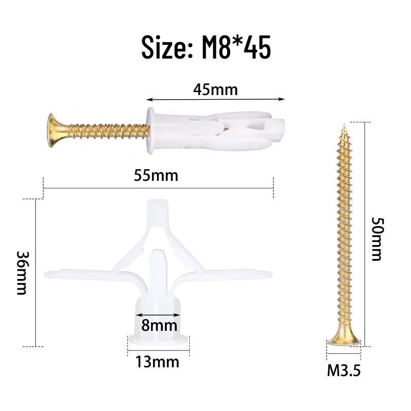 60-Piece Butterfly & Airplane Expansion Tube Drywall Anchor Kit with Screws