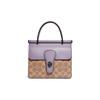 Willis 18 Color Block Top Handle Coated Canvas and Calfskin Shoulder Bag Crossbody Bag Handbag Small Women's Purple Block Khaki Presbyopia
