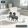 1pc Tissue Box, Ornate Floral Horse Elegance Pattern, 2D Flat Printing, Polyester Fabric, Machine Washable, Tissue Holder, for Outdoor Use