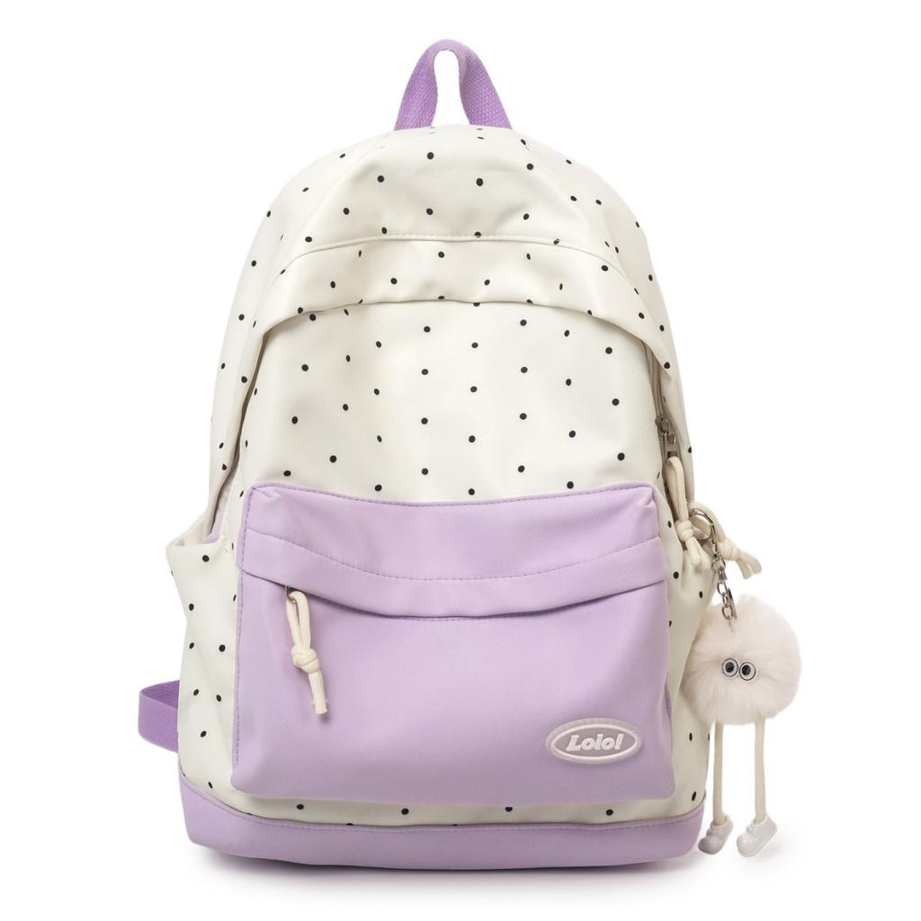 Schoolbag Cute Contrasting Polka Dot Schoolbag Female Cute Small Fresh Travel Backpack Primary School Schoolbag Junior High School Girls Backpack