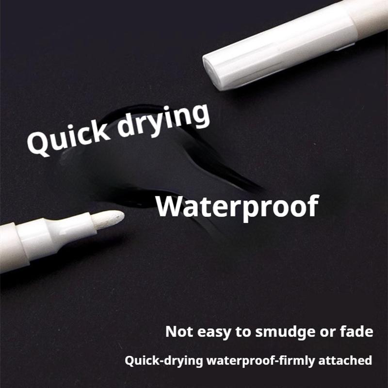 8Pcs Waterproof Acrylic Marker White Marker Paint Pen Art Painting Highlight Graffiti Pen Quick-Drying Marker 2.0mm Art Supplies