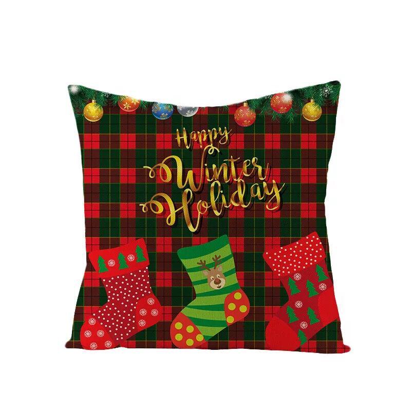 Linen Christmas Pillowcase Home Christmas Sofa Pillowcase Christmas