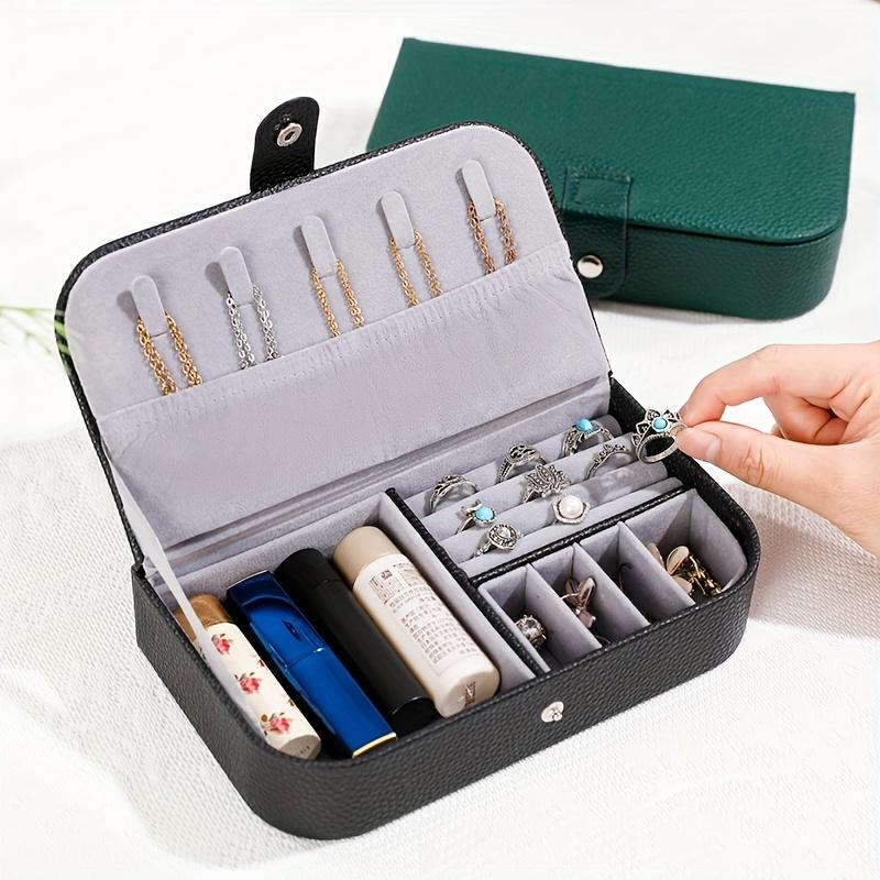 Elegante grüne Schmuckschatulle - Großer Kunstleder-Organizer für Ohrringe, Halsketten & Ringe. Perfektes Geschenk für Frauen & Mütter! 